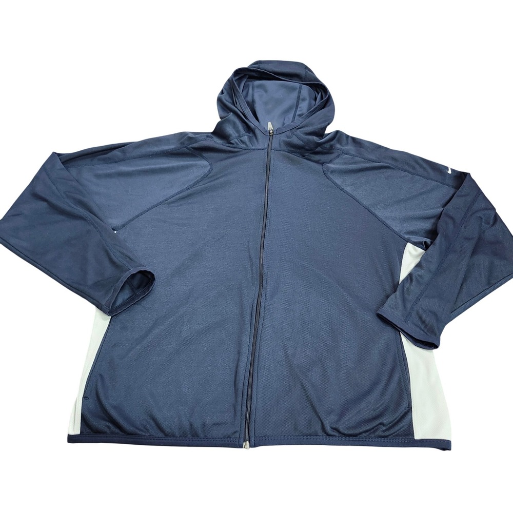 Nike Hoodie Boys XL Dri-FIT Full Zip Navy Blue Contrast Panel EUC